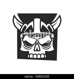 Design Scandinavo vichingo. Testa di drago dipinta in stile celtico Old Norse, isolata su nero, illustrazione vettoriale Illustrazione Vettoriale