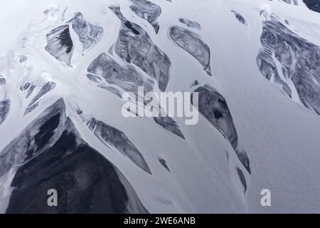 Islanda, vista aerea di Jokulsa, un fiume Fjollum Foto Stock