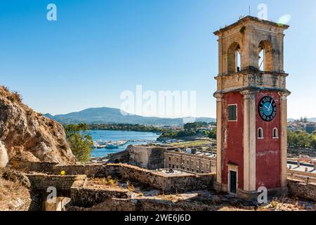 Grecia, Isole Ionie, città di Corfù, vista dalla Fortezza Vecchia sull'isola di Corfù Foto Stock