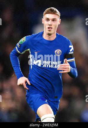 Cole Palmer del Chelsea durante la partita di andata e ritorno della semifinale della Carabao Cup allo Stamford Stadium di Londra. Data immagine: Martedì 23 gennaio 2024. Foto Stock