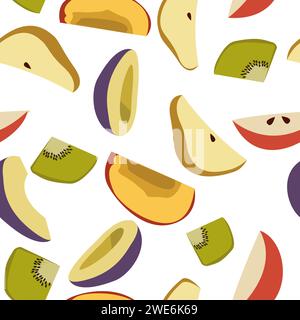 Motivo vettoriale senza cuciture a pezzi di frutta Illustrazione Vettoriale