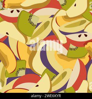 Macedonia di frutta senza cuciture con motivo vettoriale Illustrazione Vettoriale
