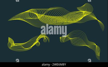 Sfondo linee intrecciate astratte. pattern futuristico 3d. Illustrazione Vettoriale