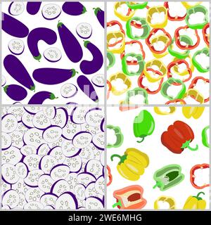 Set di quattro motivi vegetali senza cuciture Illustrazione Vettoriale