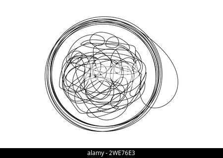 Illustrazione vettoriale del disegno di linee con caotica aggrovigliatura. Illustrazione Vettoriale