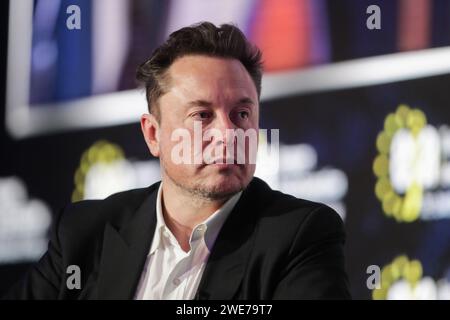 Cracovia, Polonia. 22 gennaio 2024. Elon Musk della RPA partecipa alla Conference European Jewish Association presso DoubleTree by Hilton a Cracovia. Conferenza sull'antisemitismo. Credito: SOPA Images Limited/Alamy Live News Foto Stock