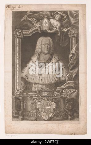 PortraT van Philipp Karl von Eltz-Kempenich, Aartsbisschop van Mainz, C.H. Müller, After Franz Hammer, 1732 - 1799 stampa di carta incisione / incisione di persone storiche. teologo. cuscinetto araldico. crocifisso  devozione personale. insegne e simboli di sovranità (corona, diadema, scettro, sfera, sigillo, standard, mantello, pettorale). insegne e simboli di sovranità (corona, diadema, scettro, sfera, sigillo, standard, mantello, pettorale) Foto Stock