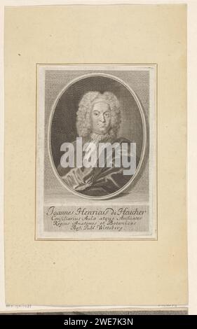 Ritratto di Johann Heinrich von Heucher, Martin Berbigeroth, stampa del 1724 Leipzig paper Engraving Historical Persons Foto Stock