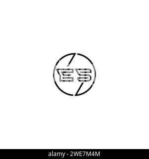 Logo ES Simple Outline Concept e cerchio del design iniziale sfondo bianco e nero Illustrazione Vettoriale