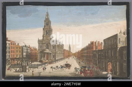 Vista di Somerset House e della chiesa di Saint Mary-le-Strand a Londra, Robert Sayer, dopo Thomas Bowles (II), stampa del 1753 di un giornale londinese. cartone. acquerello (vernice) incisione/chiesa a pennello (esterno). via (+ città(-scape) con cifre, personale). Architettura civica; edifici; abitazioni Saint Mary-le-Strand. Somerset House Foto Stock