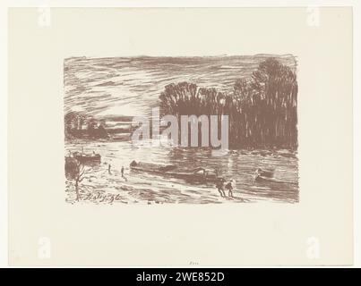 Rive del Loing a Saint Mammès, Alfred Sisley, 1896 carta stampata banca del fiume. river BOLD. Saint-Mammès Foto Stock