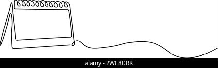 Disegno a linee continuo del calendario a foglia libera. Concetto di organizzatore. Concetto di planer temporale. Illustrazione vettoriale Illustrazione Vettoriale