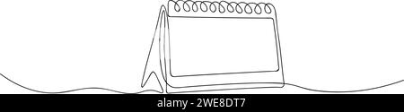 Disegno a linee continuo del calendario a foglia libera. Concetto di organizzatore. Concetto di planer temporale. Illustrazione vettoriale Illustrazione Vettoriale