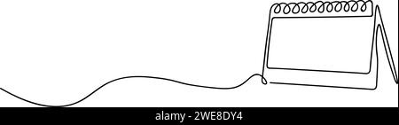 Disegno a linee continuo del calendario a foglia libera. Concetto di organizzatore. Concetto di planer temporale. Illustrazione vettoriale Illustrazione Vettoriale