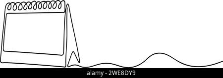 Disegno a linee continuo del calendario a foglia libera. Concetto di organizzatore. Concetto di planer temporale. Illustrazione vettoriale Illustrazione Vettoriale