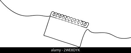 Disegno a linee continuo del calendario a foglia libera. Concetto di organizzatore. Concetto di planer temporale. Illustrazione vettoriale Illustrazione Vettoriale