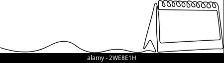 Disegno a linee continuo del calendario a foglia libera. Concetto di organizzatore. Concetto di planer temporale. Illustrazione vettoriale Illustrazione Vettoriale