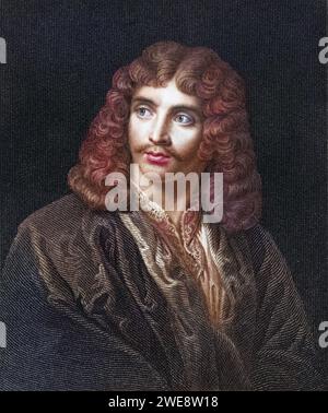 Jean Baptiste Poquelin Moliere 1622-1673. Französischer Komödienschreiber und Schauspieler. Aus dem Buch Galleria di ritratti, veröffentlicht 1833., Historisch, digital restaurierte Reproduktion von einer Vorlage aus dem 19. Jahrhundert, data record non indicata Foto Stock