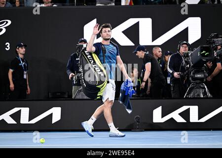 Paris, France. 22nd Jan, 2024. Miomir Kecmanovic during the Australian Open 2024, Grand Slam tennis tournament on January 22, 2024 at Melbourne Park in Melbourne, Australia. Credit: Victor Joly/Alamy Live News Stock Photo