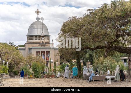 Chiesa di Debre Libanos. L'imperatore Haile Selassie ricostruì la chiesa in questo luogo sacro. La chiesa originale in questo luogo risale al dodicesimo Foto Stock