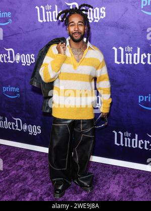 Culver City, Stati Uniti. 23 gennaio 2024. CULVER CITY, LOS ANGELES, CALIFORNIA, USA - 23 GENNAIO: Omarion arriva alla prima mondiale di "The Underdoggs" di Amazon prime Video tenutasi al Culver Theater il 23 gennaio 2024 a Culver City, Los Angeles, California, Stati Uniti. (Foto di Xavier Collin/Image Press Agency) credito: Image Press Agency/Alamy Live News Foto Stock