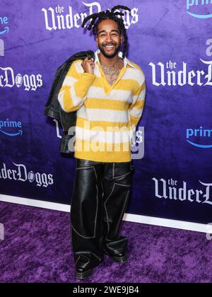 Culver City, Stati Uniti. 23 gennaio 2024. CULVER CITY, LOS ANGELES, CALIFORNIA, USA - 23 GENNAIO: Omarion arriva alla prima mondiale di "The Underdoggs" di Amazon prime Video tenutasi al Culver Theater il 23 gennaio 2024 a Culver City, Los Angeles, California, Stati Uniti. (Foto di Xavier Collin/Image Press Agency) credito: Image Press Agency/Alamy Live News Foto Stock