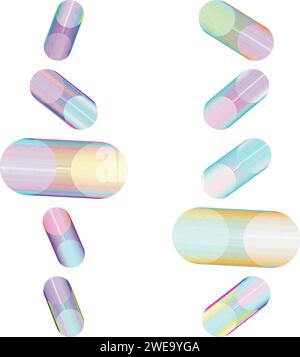 Un fascio di elementi futuristici a forma di gradiente con ritaglio astratto. Illustrazione Vettoriale