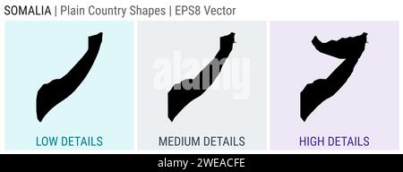 Somalia - forma di campagna semplice. Mappe dettagliate della Somalia basse, medie e alte. Illustrazione del vettore EPS8. Illustrazione Vettoriale
