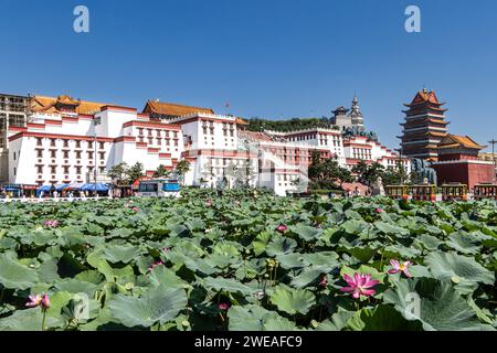 Jinzhou, Jiuhua Mountain, Liaoning, Linghai, Palazzo del piccolo Potala, Repubblica Popolare Cinese, ninfee Foto Stock