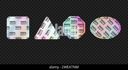 Set di icone vettoriali dei badge olografici. Illustrazione Vettoriale