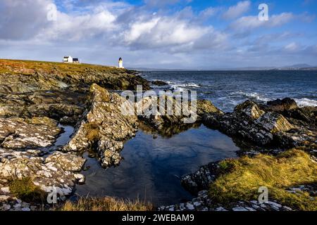 Il faro di Loch Indaal a Port Charlotte sull'isola di Islay Foto Stock