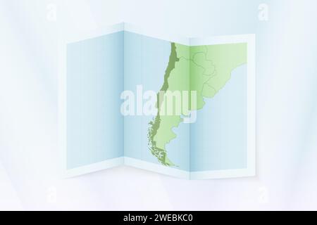 Mappa del Cile, carta piegata con mappa del Cile. Illustrazione vettoriale. Illustrazione Vettoriale