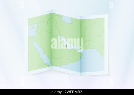 Mappa del Qatar, carta piegata con mappa del Qatar. Illustrazione vettoriale. Illustrazione Vettoriale