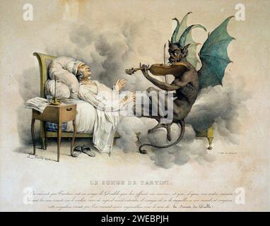 'Tartini's Dream' di Louis-Léopold Boilly (1761-1845). Illustrazione della leggenda che si cela dietro la sonata del Trillo del Diavolo di Giuseppe Tartini. Foto Stock