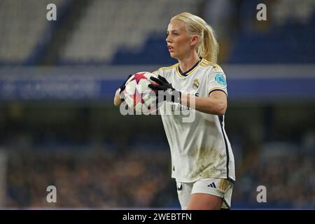 Londra, Regno Unito. 24 gennaio 2024. Londra, 24 gennaio 2024: Sofie Svava (23 Real Madrid) durante la partita UEFA Womens Champions League gruppo D tra Chelsea e Real Madrid allo Stamford Bridge di Londra, Inghilterra. (Pedro Soares/SPP) credito: SPP Sport Press Photo. /Alamy Live News Foto Stock