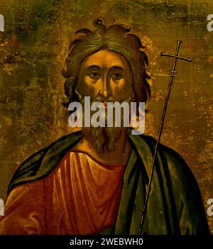 St Museo Andrew Icon Benaki Atene Grecia. ( Andrea Apostolo, chiamato anche Sant'Andrea, fu apostolo di Gesù. Secondo il nuovo Testamento, egli era un pescatore e uno dei dodici Apostoli scelti da Gesù). Foto Stock