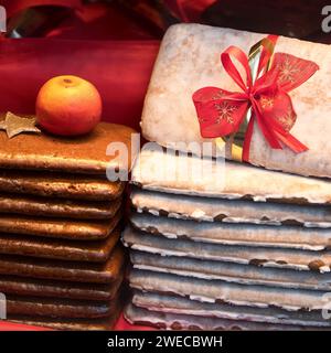 Aachener Printen sul mercatino di Natale, Germania, Renania settentrionale-Vestfalia, Aix-la-Chapelle Foto Stock