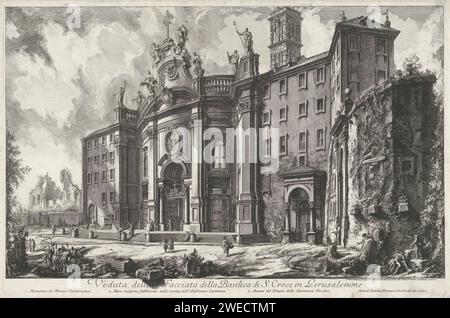 Santa Croce in Gerusalemme te Roma, Giovanni Battista Piranesi, 1748 - 1778 stampa Vista della facciata della Santa Croce in Gerusalemme a Roma. Titolo e canzoni esplicative in STUDMARGE. Chiesa di Roma con incisione di carta (esterno). Chiesa Cattolica Romana Roma. Santa Croce a Gerusalemme Foto Stock