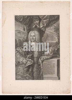 Ritratto van Johann Anton Kroll von Freyhen, Martin Tyroff, 1714 - 1779 stampa di Norimberga incisione / incisione di persone storiche. cuscinetto araldico Foto Stock