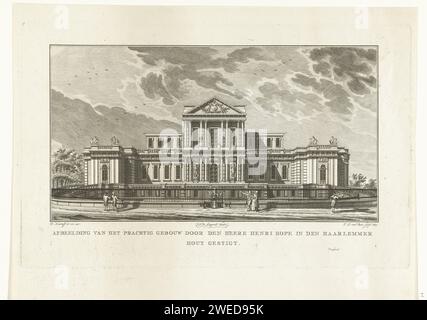 Villa Paviljoen Welgelegen del banchiere Henri Hope ad Haarlemmerhout vicino Haarlem, Jan Lucas van der Beek, dopo Daniël Kerkhoff, 1789 stampa Amsterdam paper etching country-House Haarlemmerhout. Pavilion Welgelegen Foto Stock