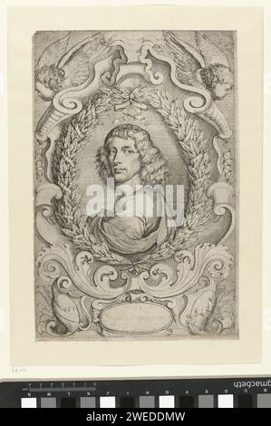 Portret van Edward Benlowes, Francis Barlow, 1652 tipografia: Inglese editore: Londonpublisher: London paper etching ritratto di uno scrittore. persone storiche Foto Stock