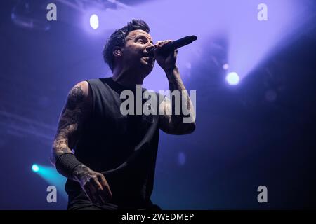 Simple Plan si esibisce al Sant Jordi Club, Barcellona, 22 gennaio 2024. Fotografo: ALE Espaliat Foto Stock