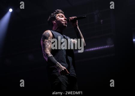 Simple Plan si esibisce al Sant Jordi Club, Barcellona, 22 gennaio 2024. Fotografo: ALE Espaliat Foto Stock