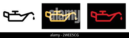 Icona del controllo dell'olio nel motore. Motore per auto. Spia luminosa. Simbolo vettore di pressione nel motore. Logo per cruscotto, pannello auto e assistenza Illustrazione Vettoriale