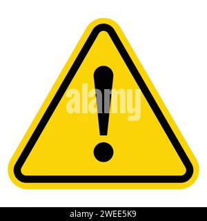 Avvertenza gialla icona di attenzione pericolosa, simbolo di pericolo, cartello pieno piatto. Simbolo triangolo con punto esclamativo. Segnale di avviso per la sicurezza nel settore stradale. Illustrazione Vettoriale
