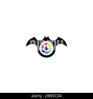 logo bat photography. Vettore logo fotocamera BAT Illustrazione Vettoriale