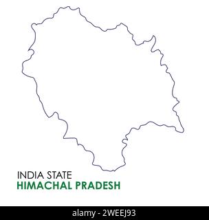 Himachal Pradesh mappa dello stato indiano. Illustrazione vettoriale mappa Himachal Pradesh. Illustrazione Vettoriale