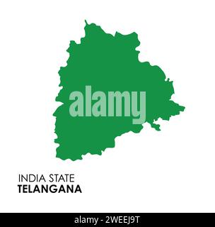 Telangana mappa dello stato indiano. Illustrazione vettore mappa Telangana. Mappa Telangana su sfondo bianco. Illustrazione Vettoriale