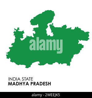 Madhya Pradesh mappa dello stato indiano. Illustrazione vettoriale mappa Madhya Pradesh. Sfondo bianco. Illustrazione Vettoriale