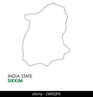 Mappa Sikkim dello stato indiano. Illustrazione vettore mappa Sikkim. Mappa vettoriale Sikkim su sfondo bianco. Illustrazione Vettoriale